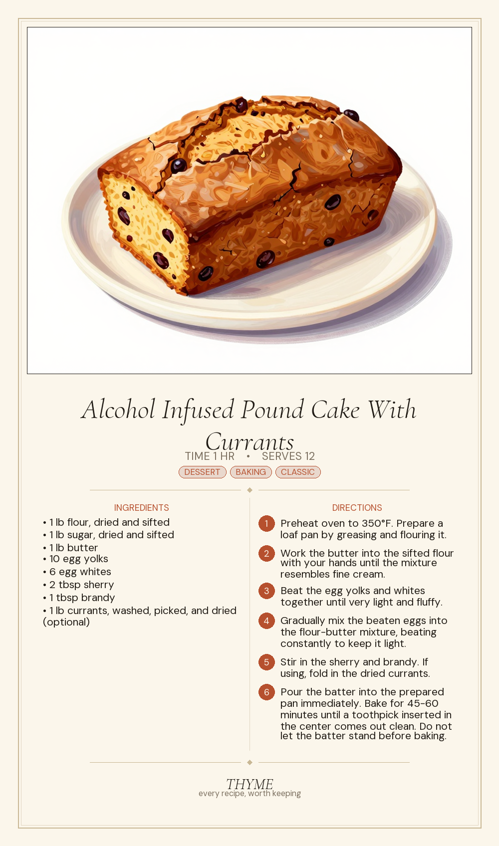 Alcohol Infused Pound Cake With Currants