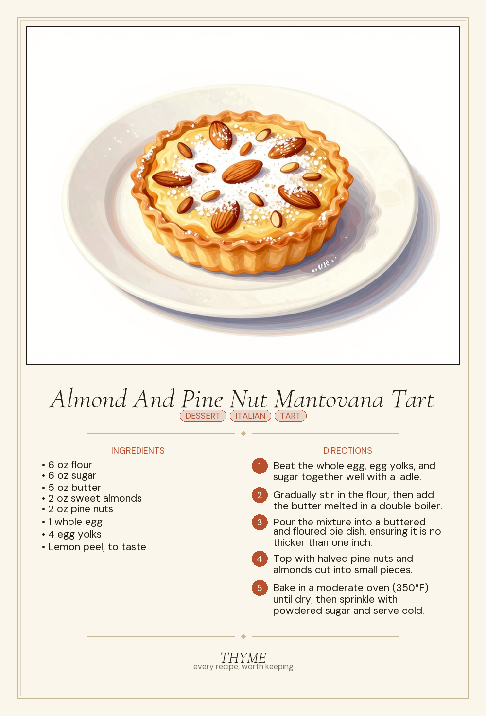 Almond And Pine Nut Mantovana Tart