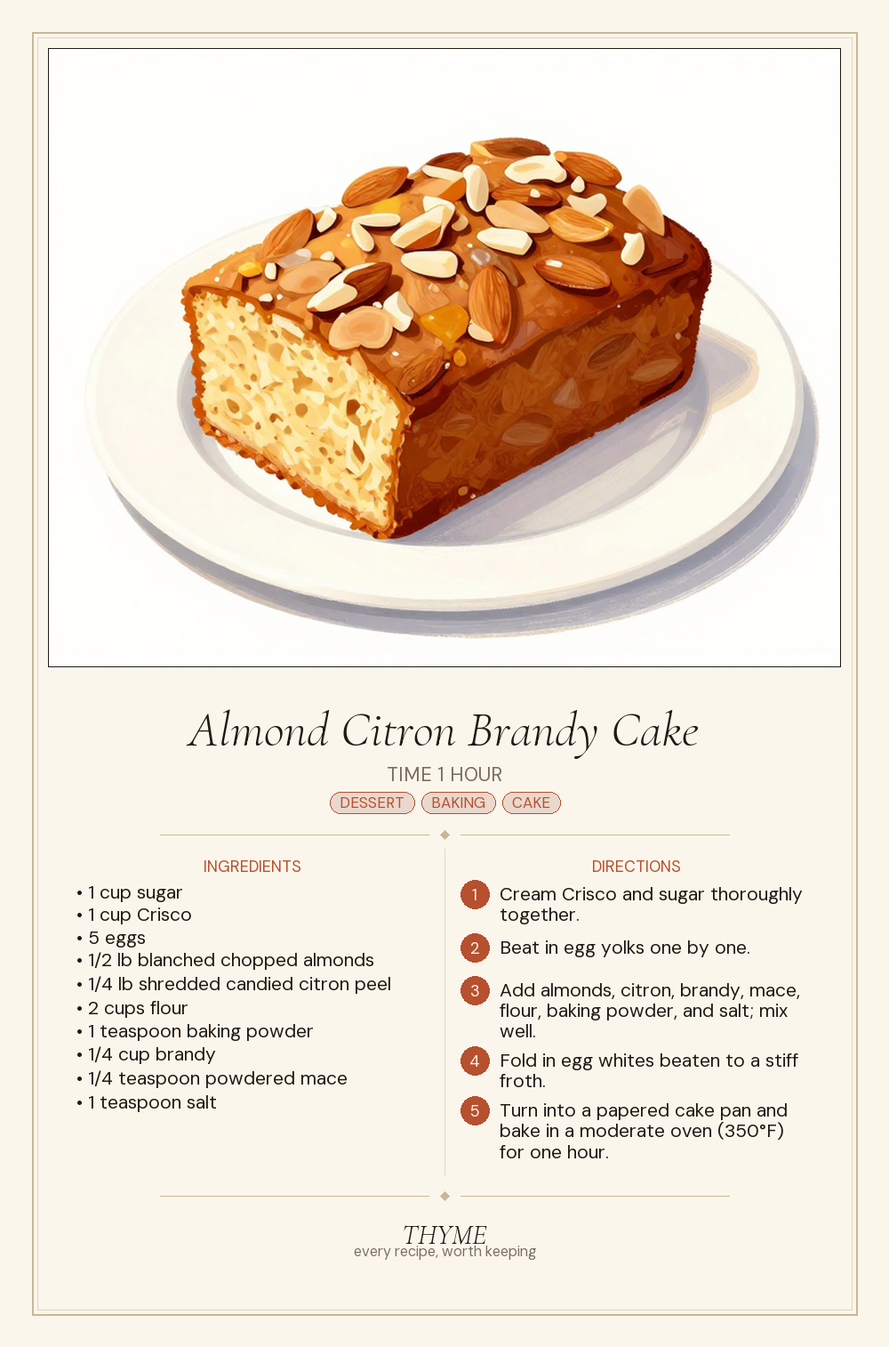 Almond Citron Brandy Cake