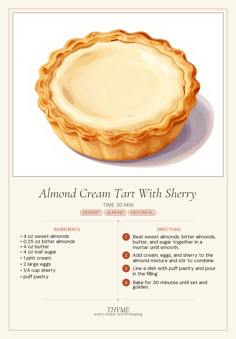 Almond Cream Tart With Sherry