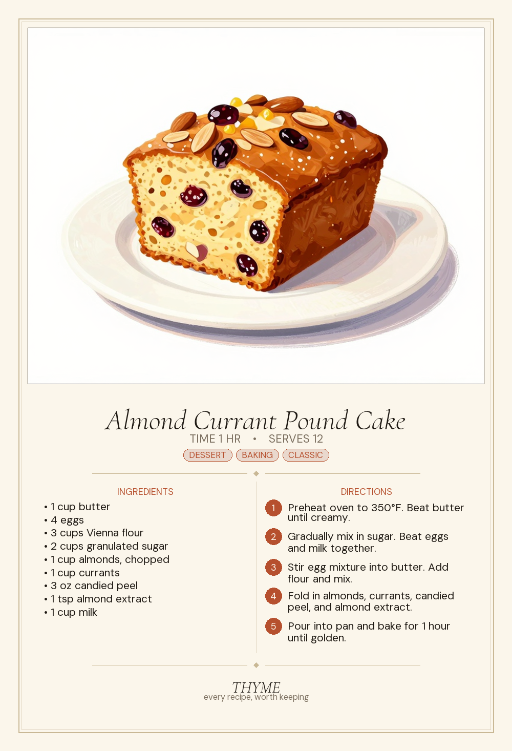 Almond Currant Pound Cake
