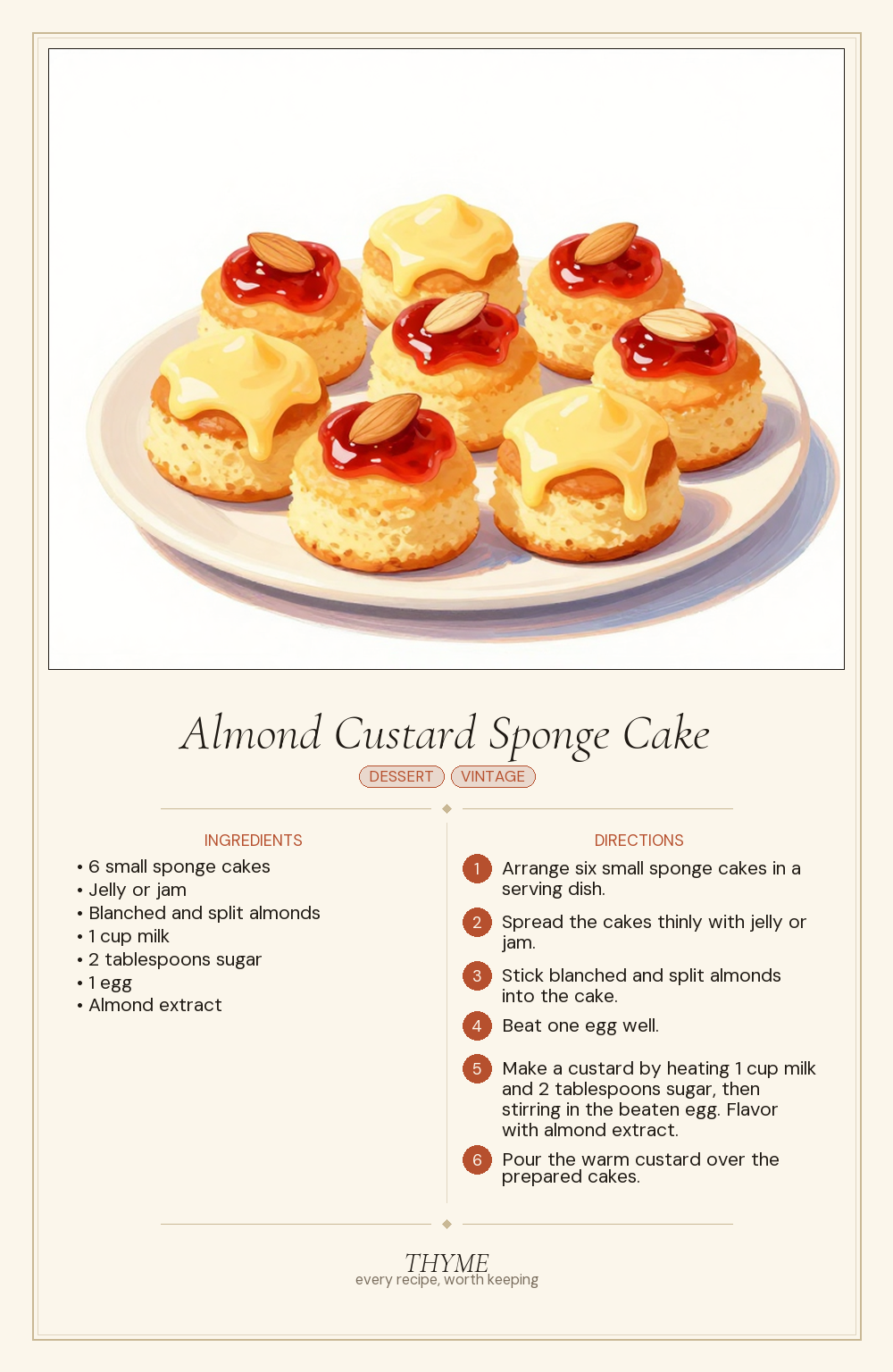 Almond Custard Sponge Cake