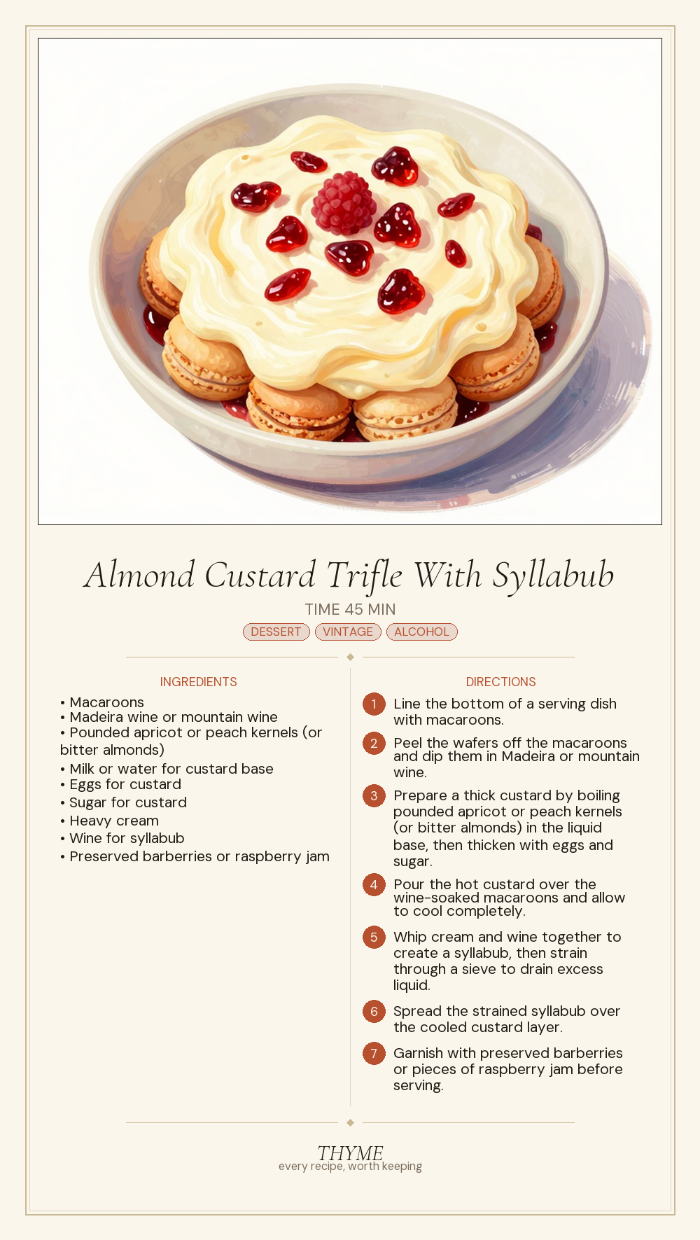 Almond Custard Trifle With Syllabub