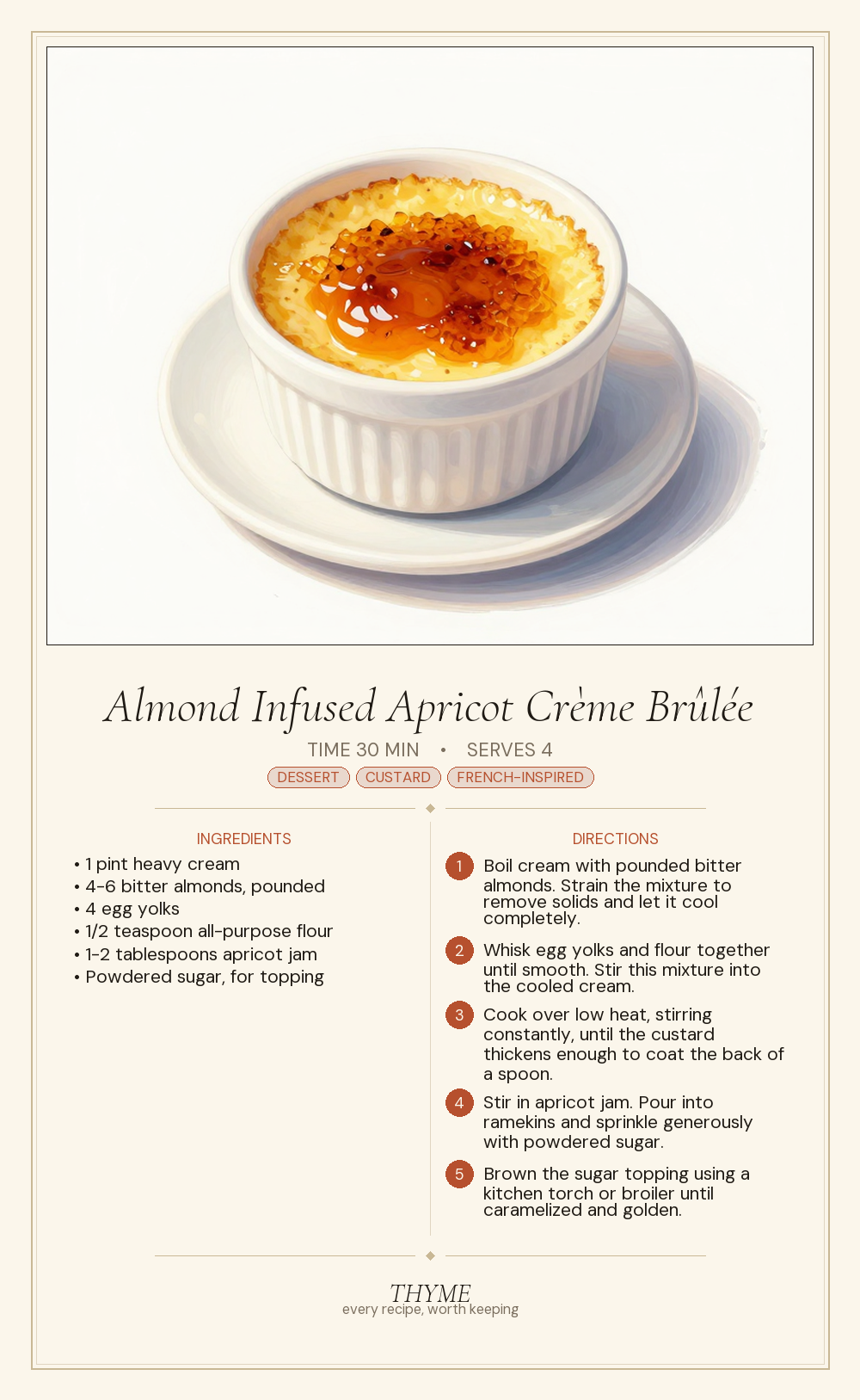 Almond Infused Apricot Crème Brûlée