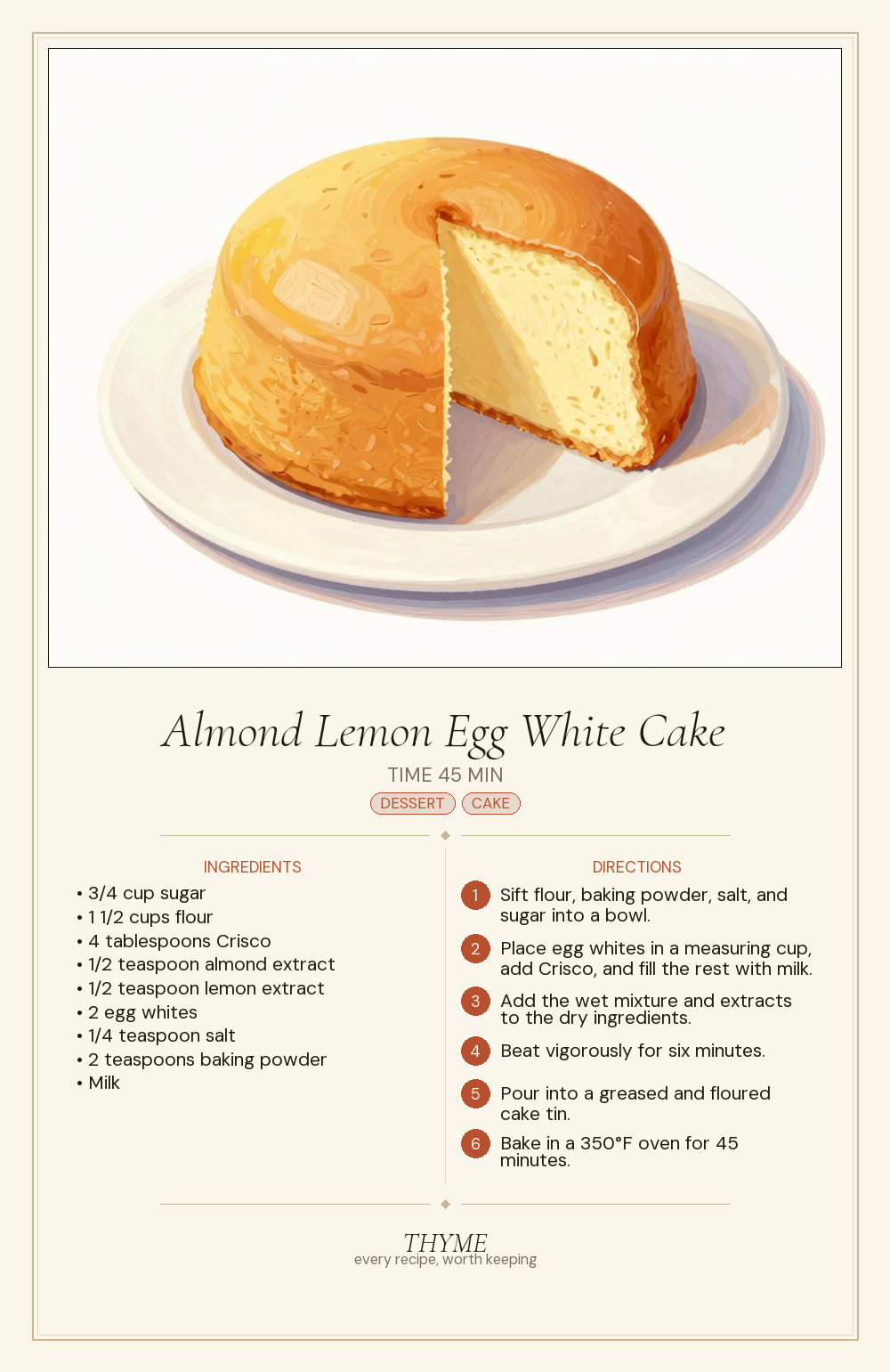 Almond Lemon Egg White Cake