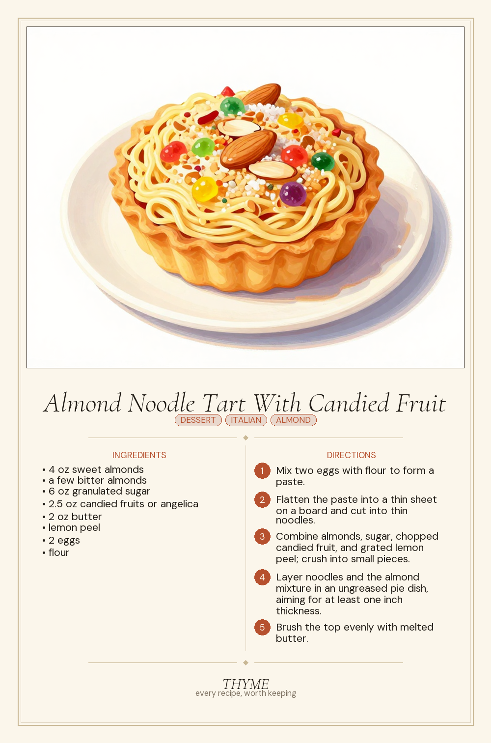 Almond Noodle Tart With Candied Fruit