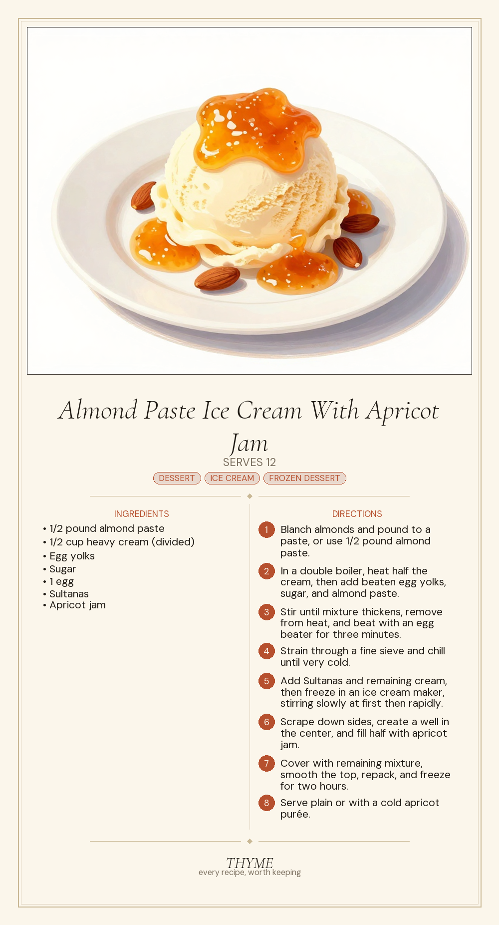 Almond Paste Ice Cream With Apricot Jam