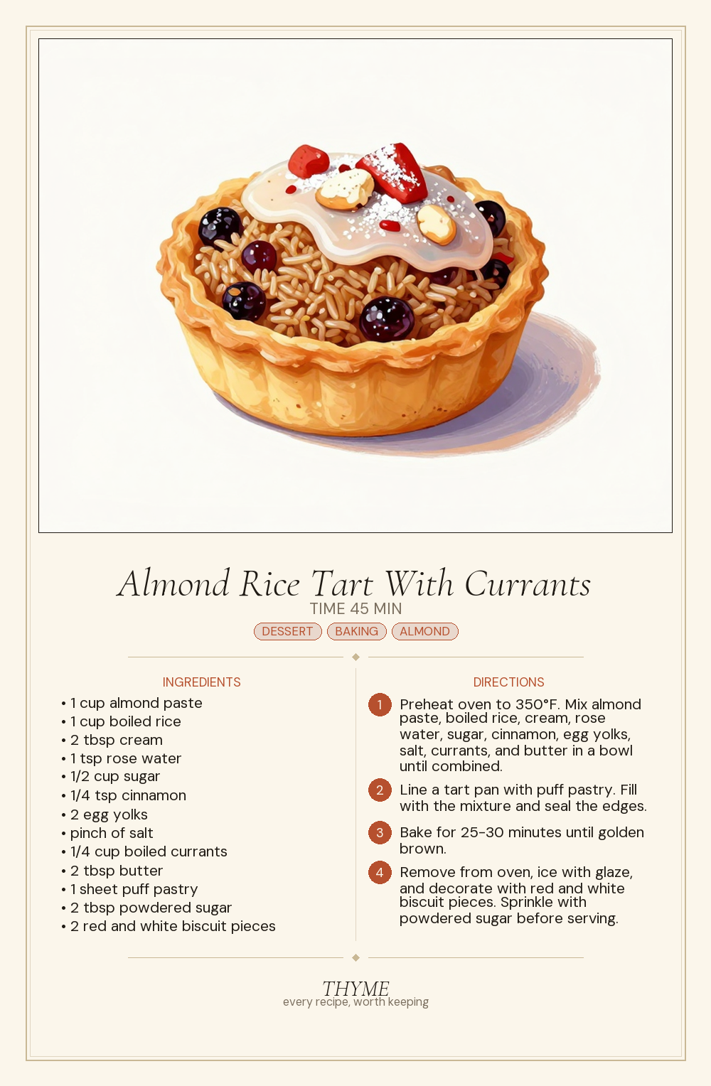 Almond Rice Tart With Currants