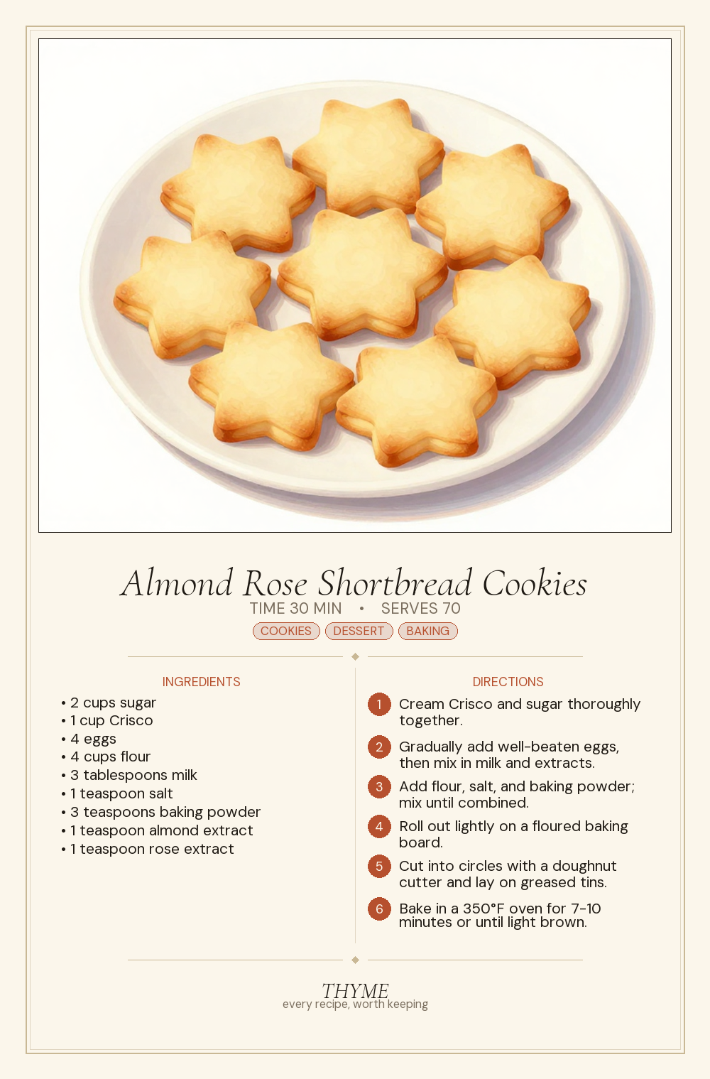 Almond Rose Shortbread Cookies