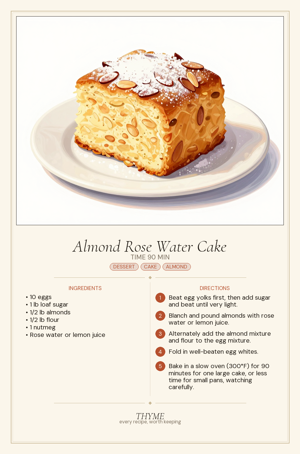 Almond Rose Water Cake