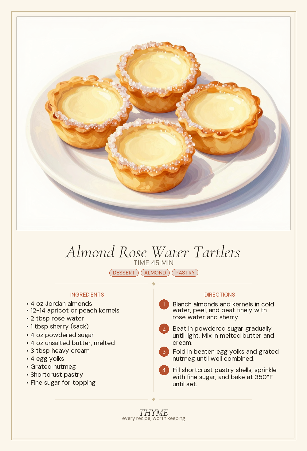 Almond Rose Water Tartlets