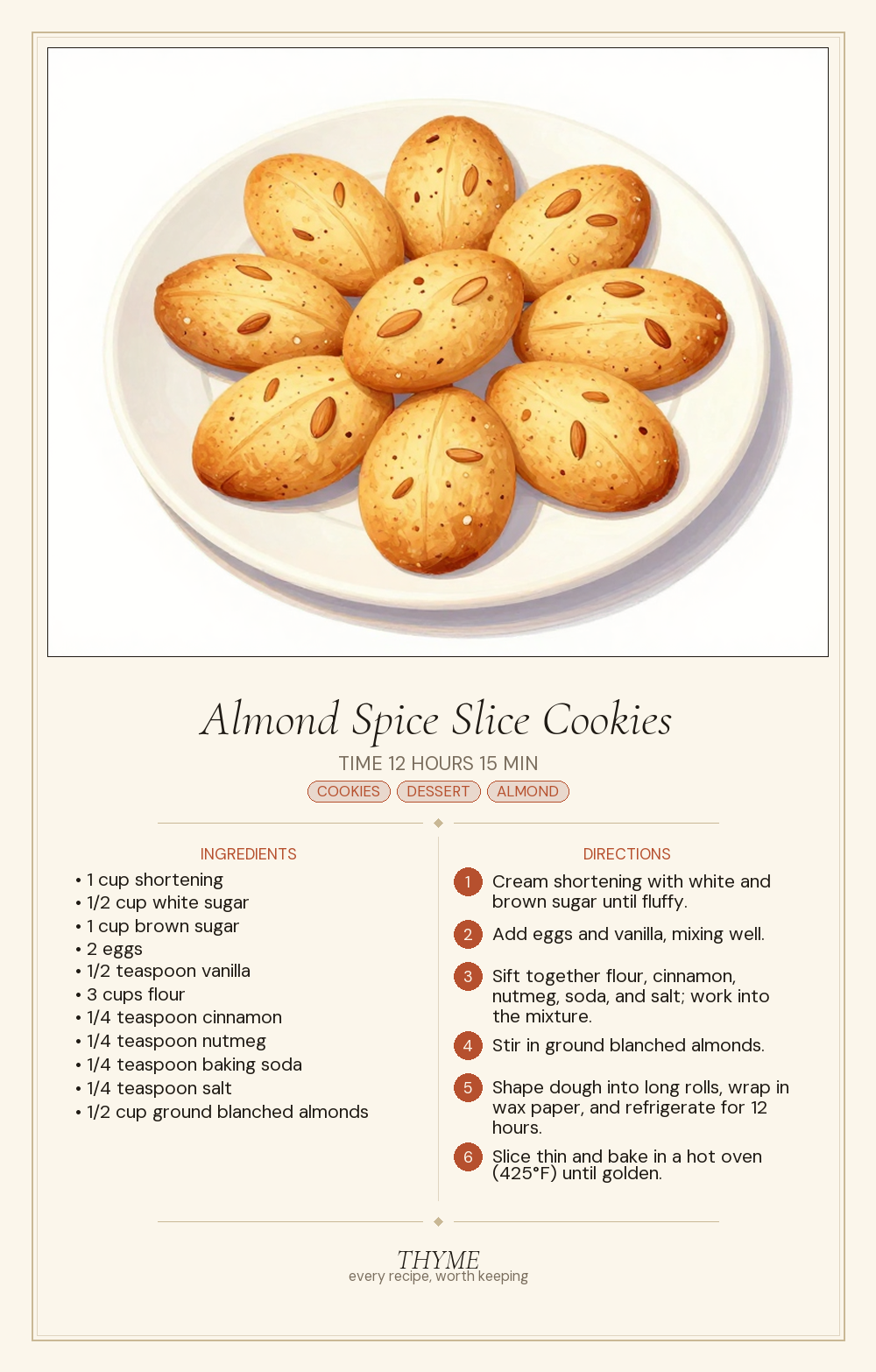 Almond Spice Slice Cookies