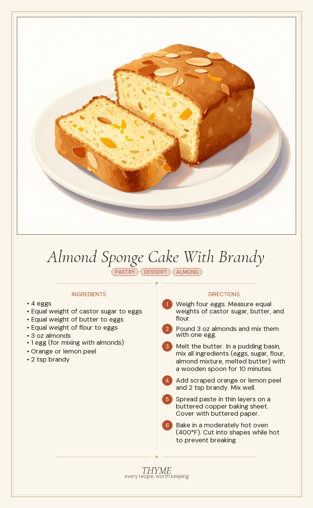 Almond Sponge Cake With Brandy