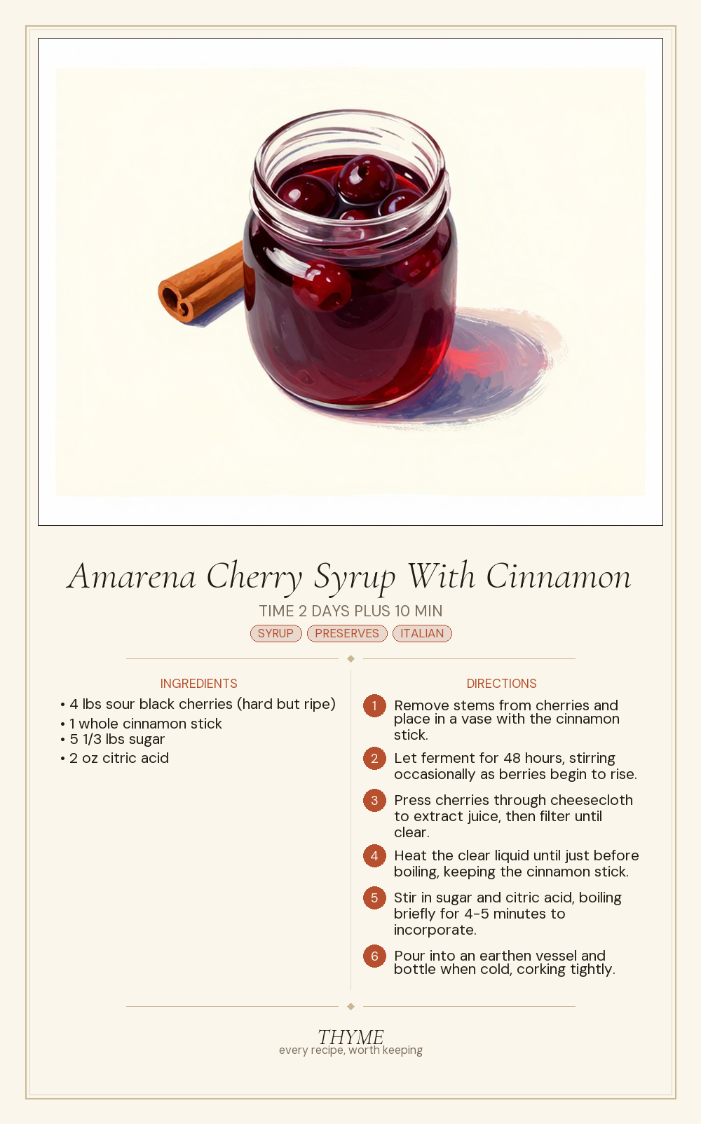 Amarena Cherry Syrup With Cinnamon