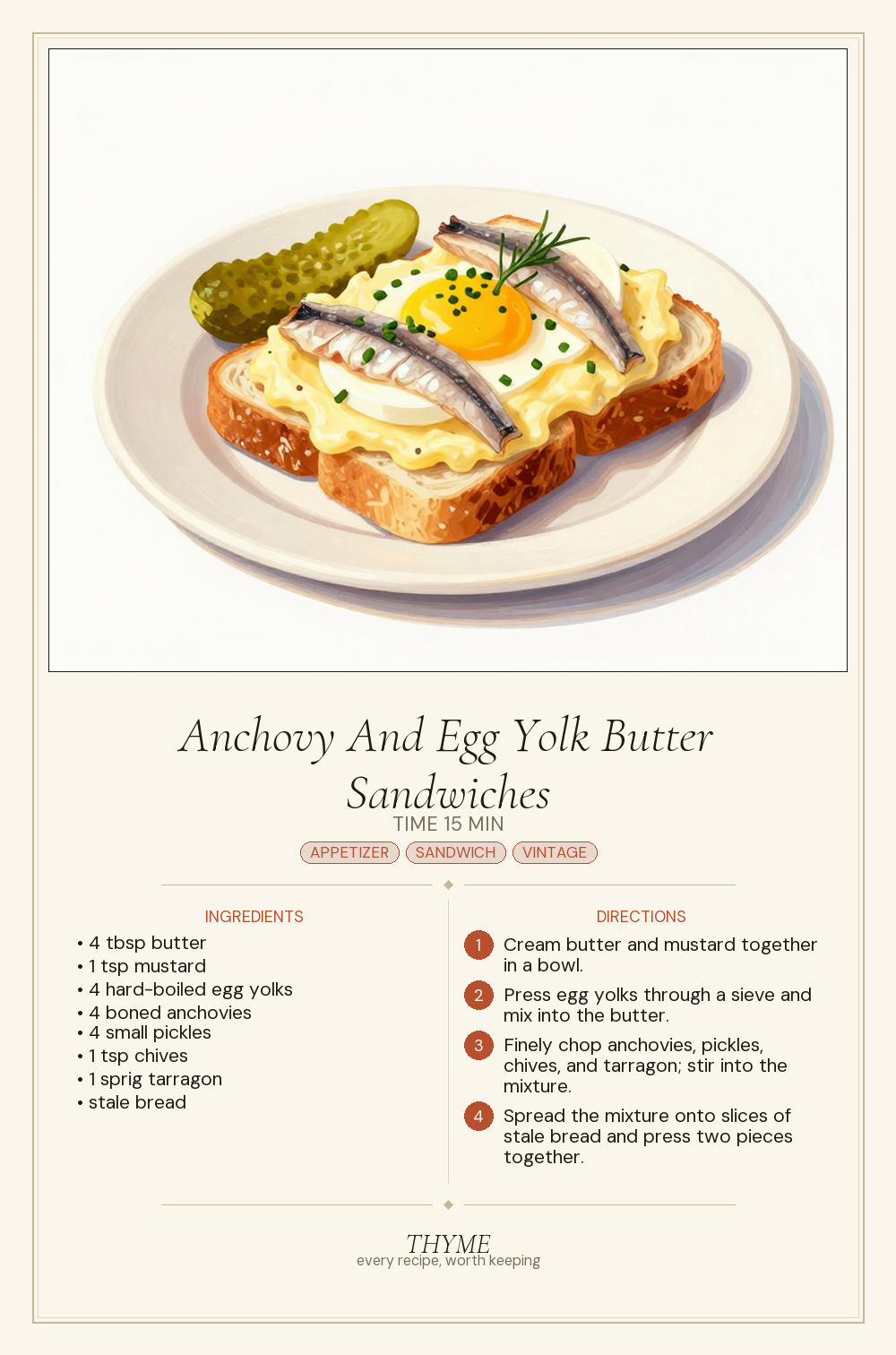 Anchovy And Egg Yolk Butter Sandwiches