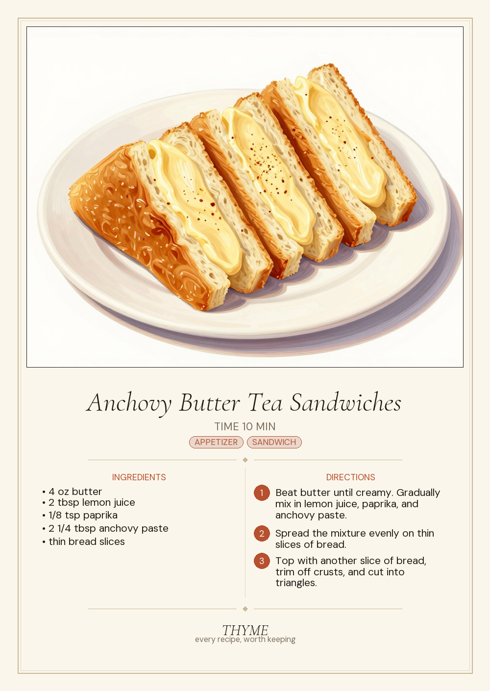 Anchovy Butter Tea Sandwiches