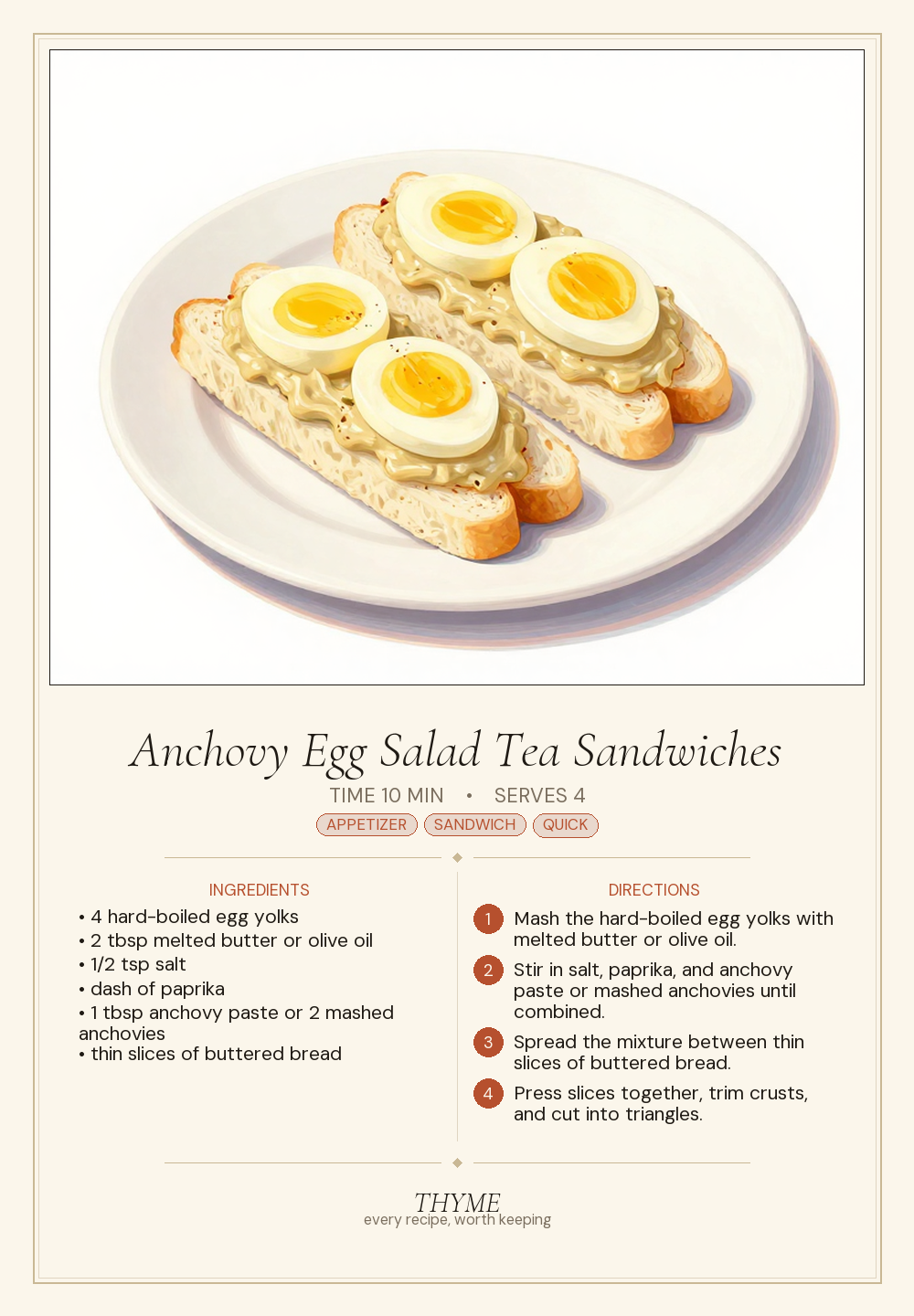 Anchovy Egg Salad Tea Sandwiches