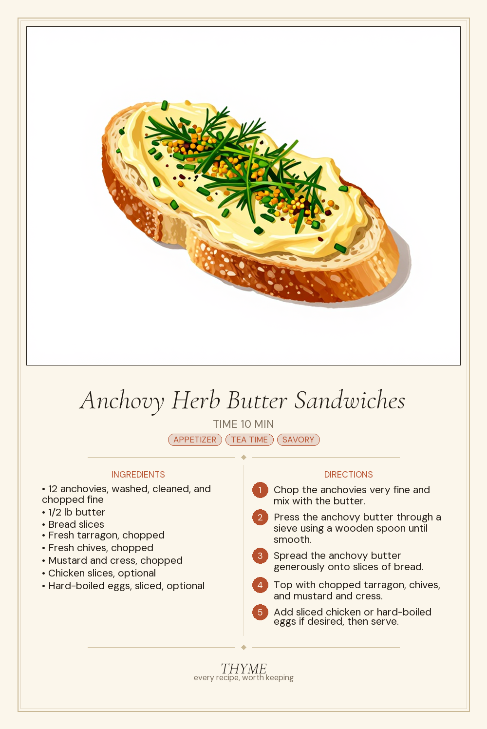 Anchovy Herb Butter Sandwiches