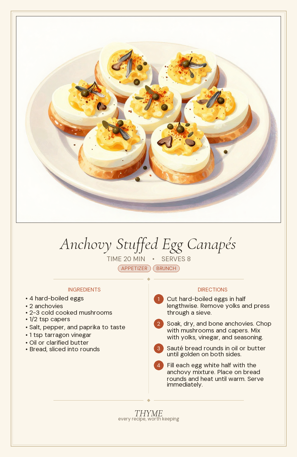 Anchovy Stuffed Egg Canapés