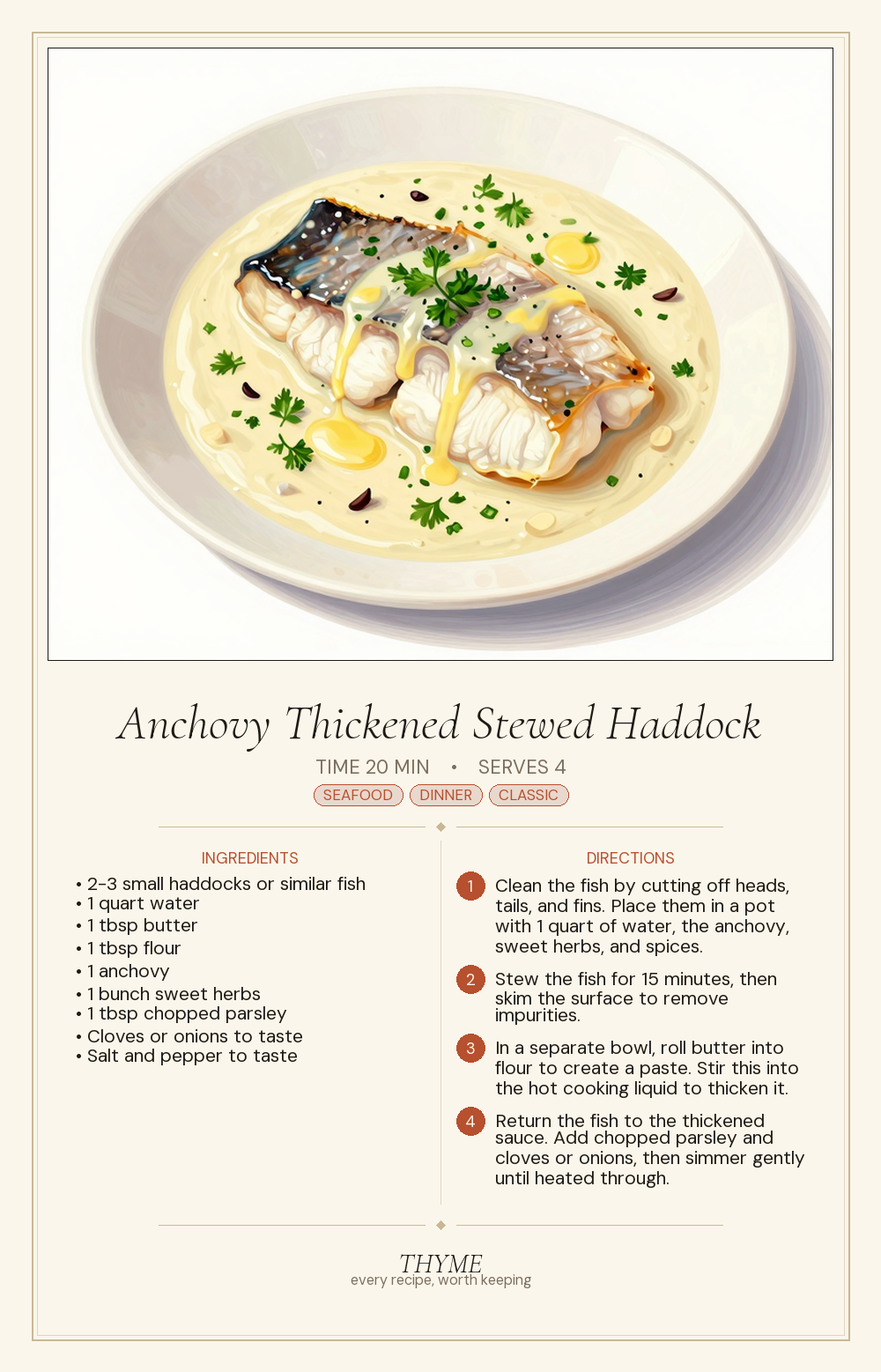Anchovy Thickened Stewed Haddock