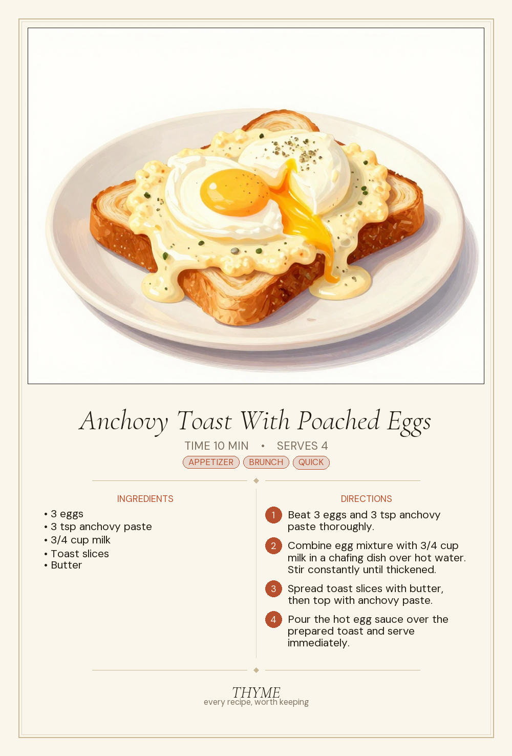 Anchovy Toast With Poached Eggs