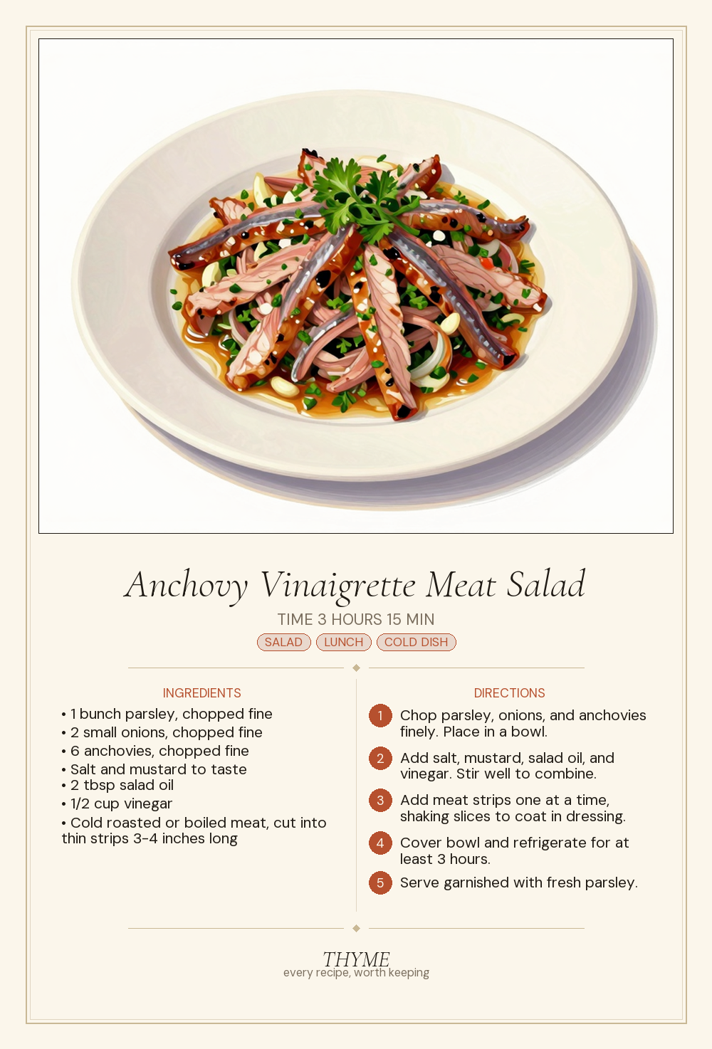 Anchovy Vinaigrette Meat Salad