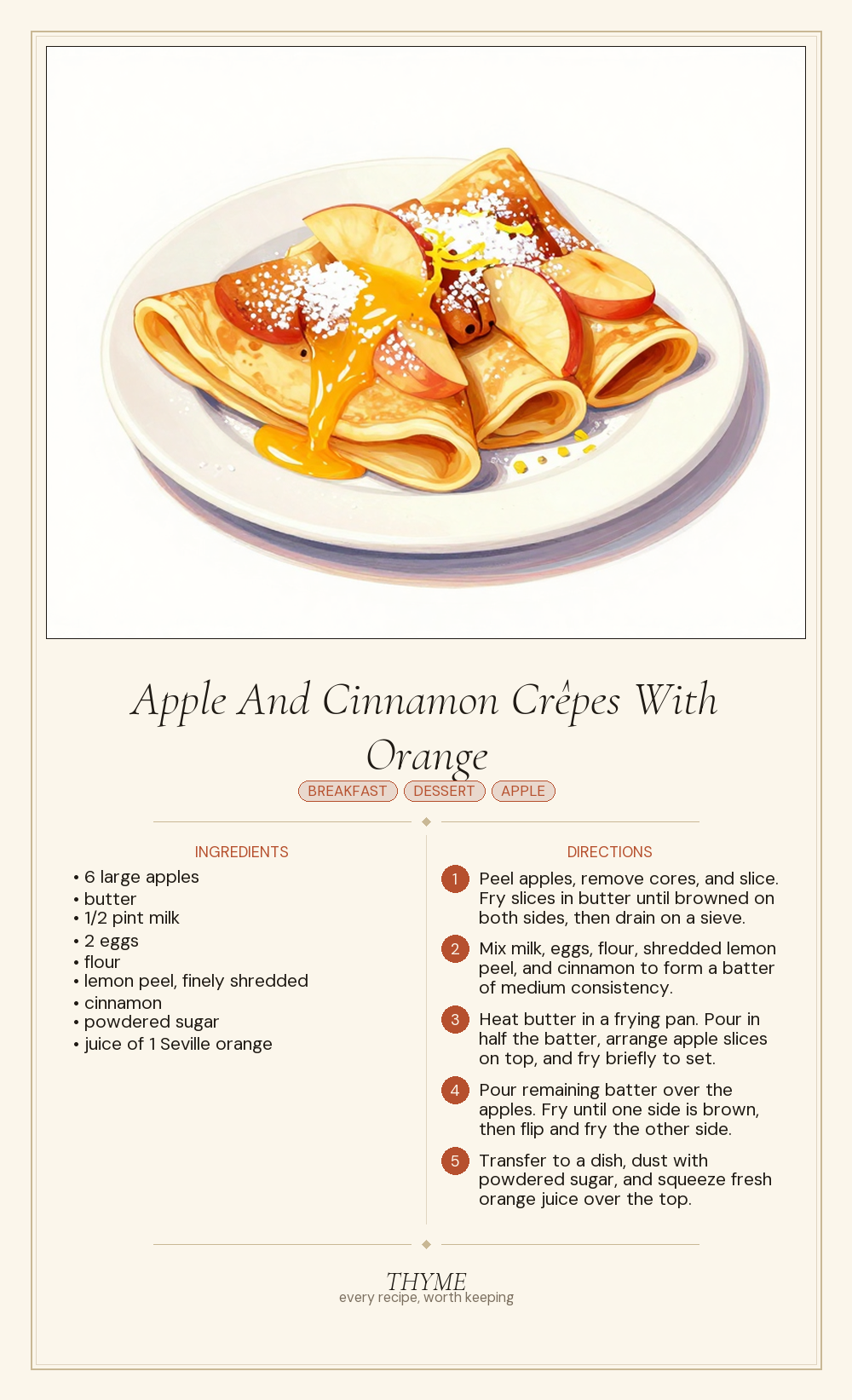 Apple And Cinnamon Crêpes With Orange