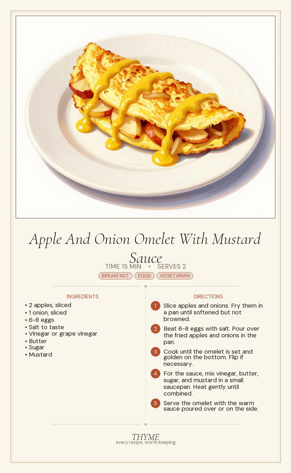 Apple And Onion Omelet With Mustard Sauce