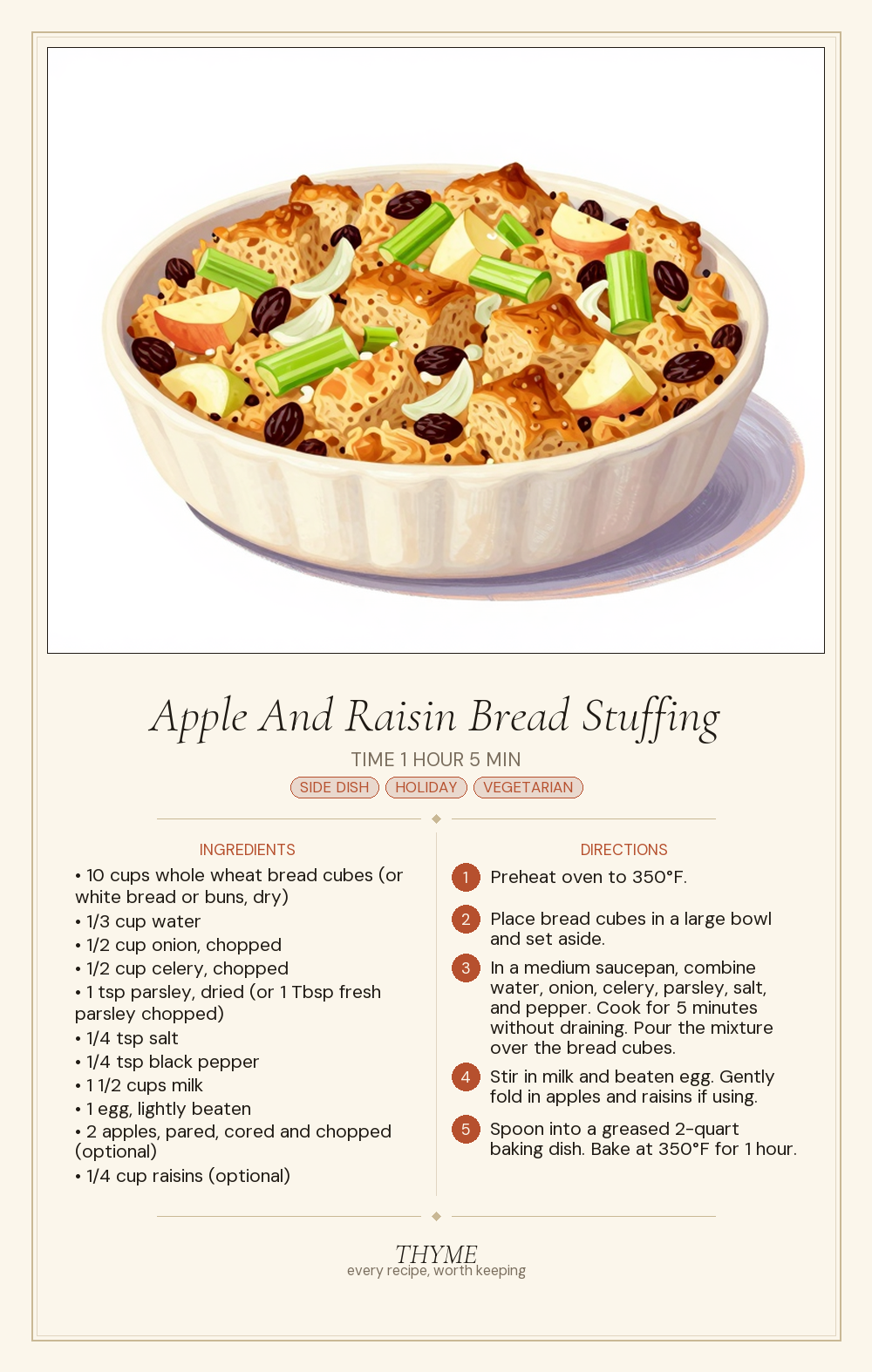 Apple And Raisin Bread Stuffing