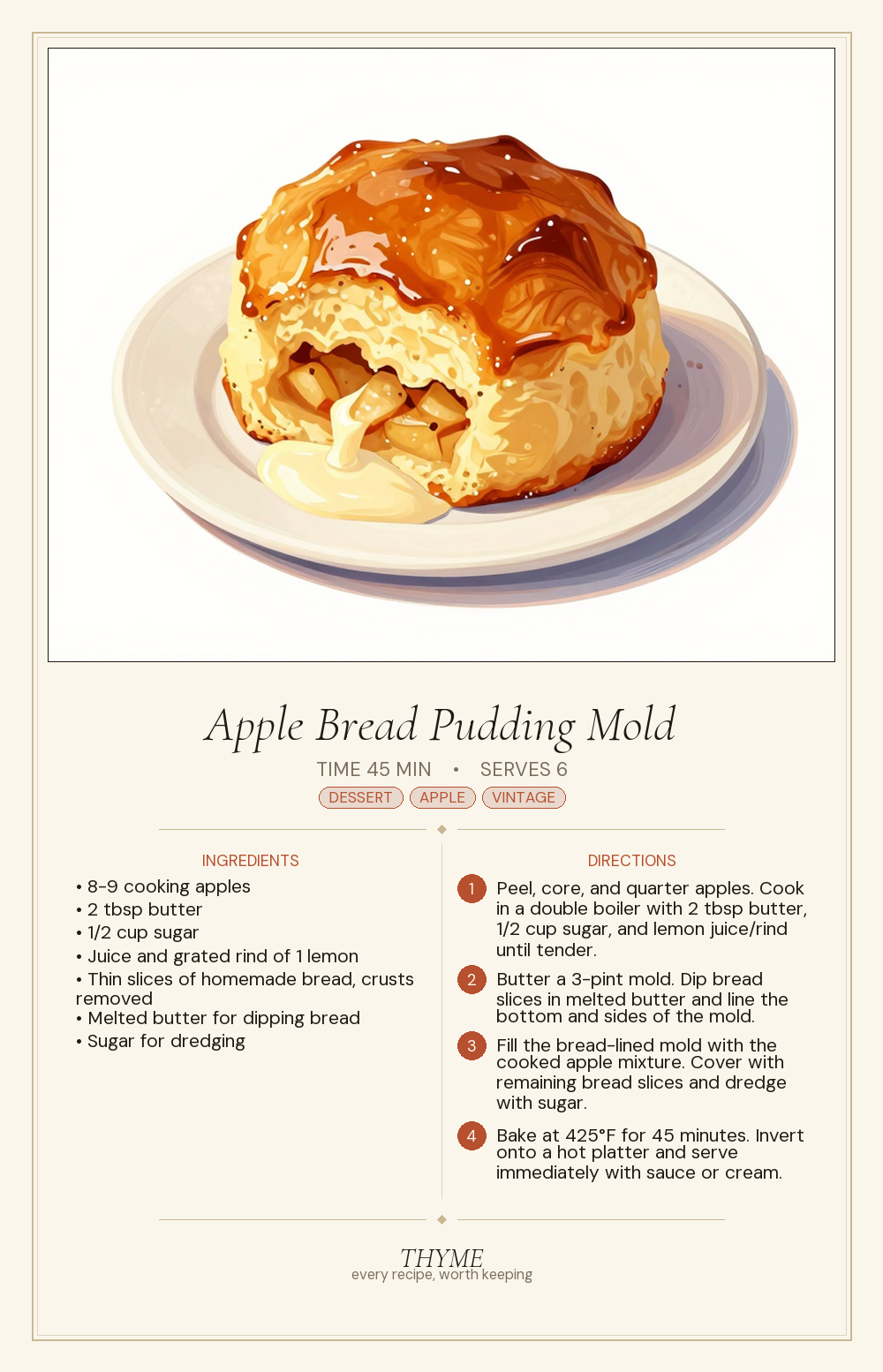 Apple Bread Pudding Mold