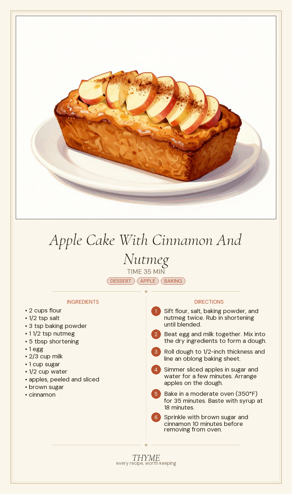 Apple Cake With Cinnamon And Nutmeg