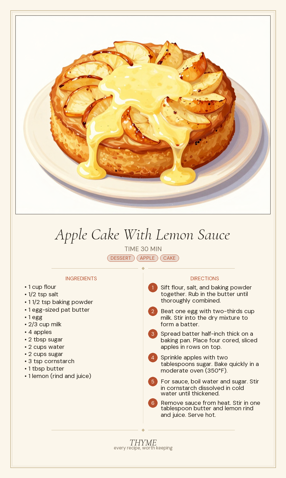 Apple Cake With Lemon Sauce