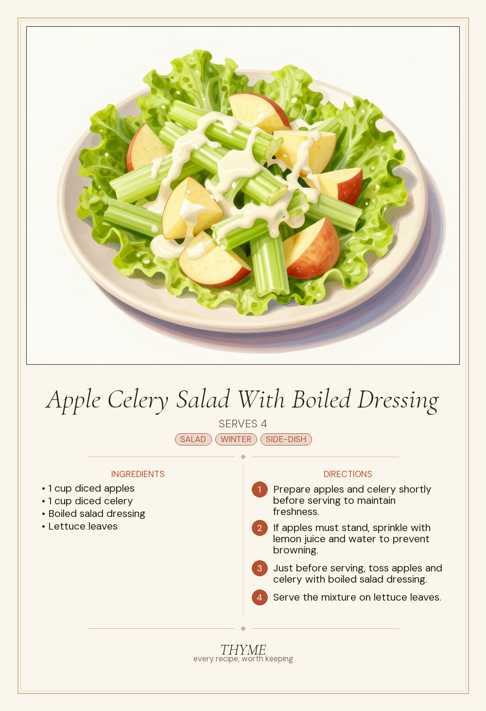 Apple Celery Salad With Boiled Dressing