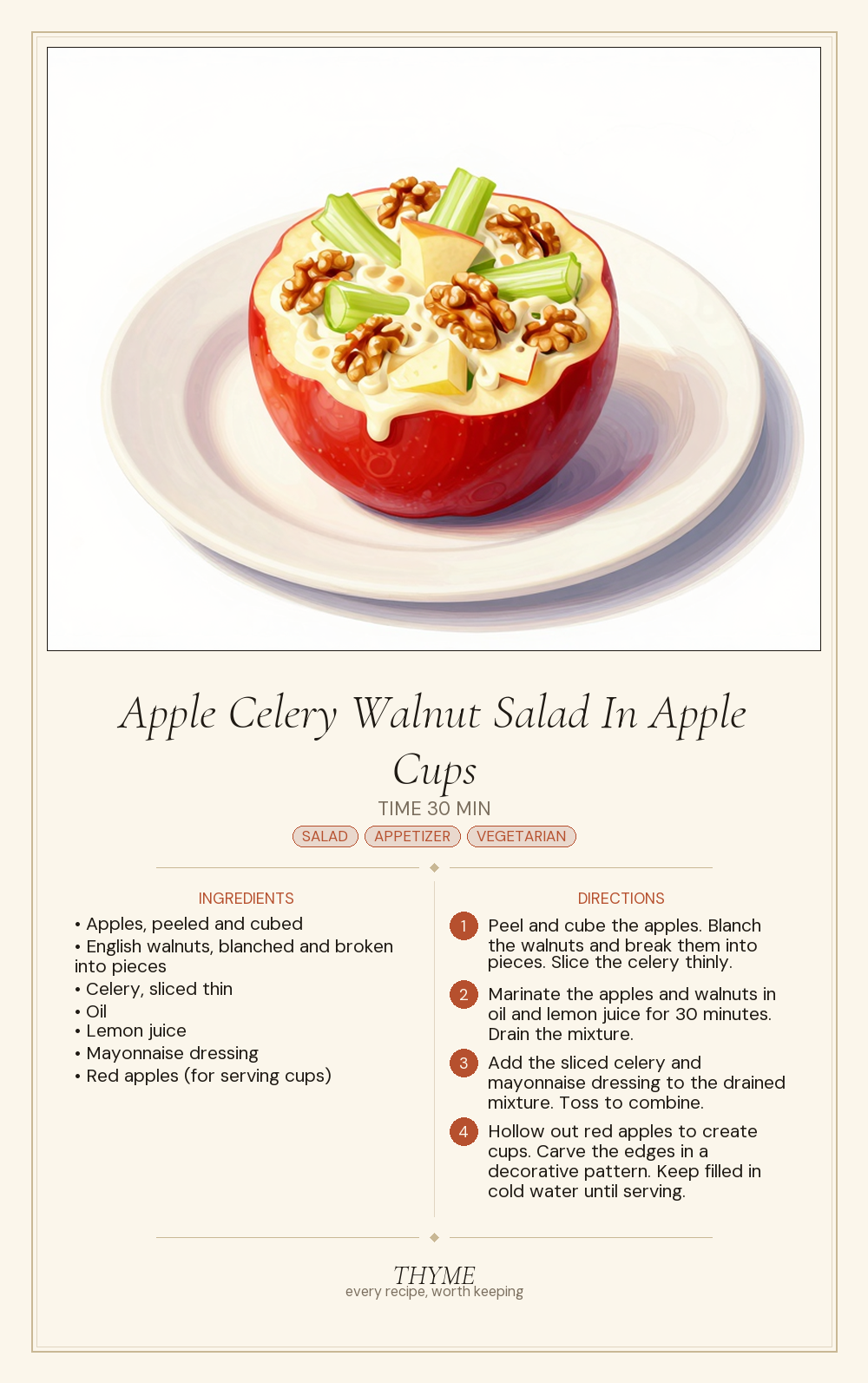 Apple Celery Walnut Salad In Apple Cups