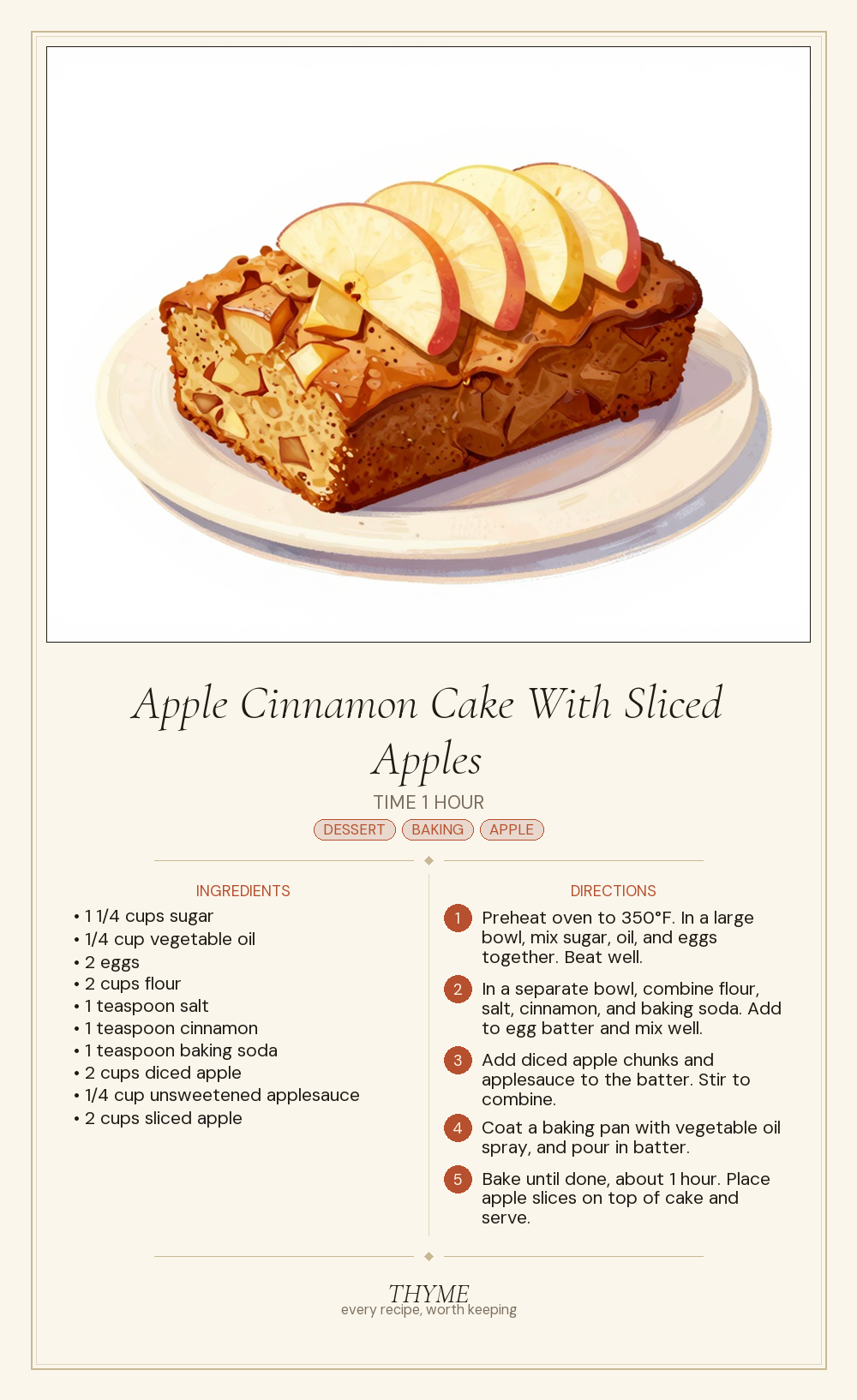 Apple Cinnamon Cake With Sliced Apples