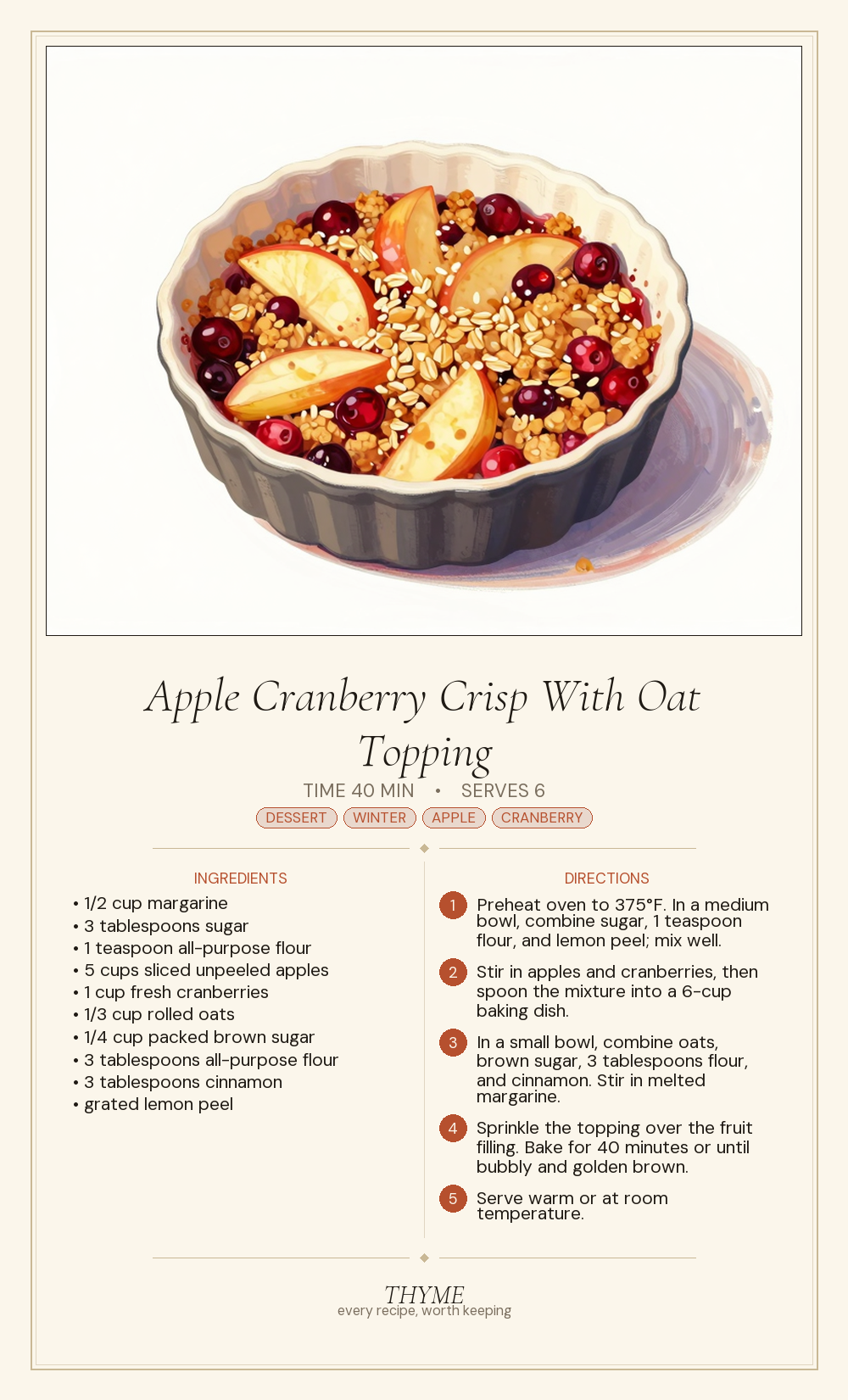 Apple Cranberry Crisp With Oat Topping