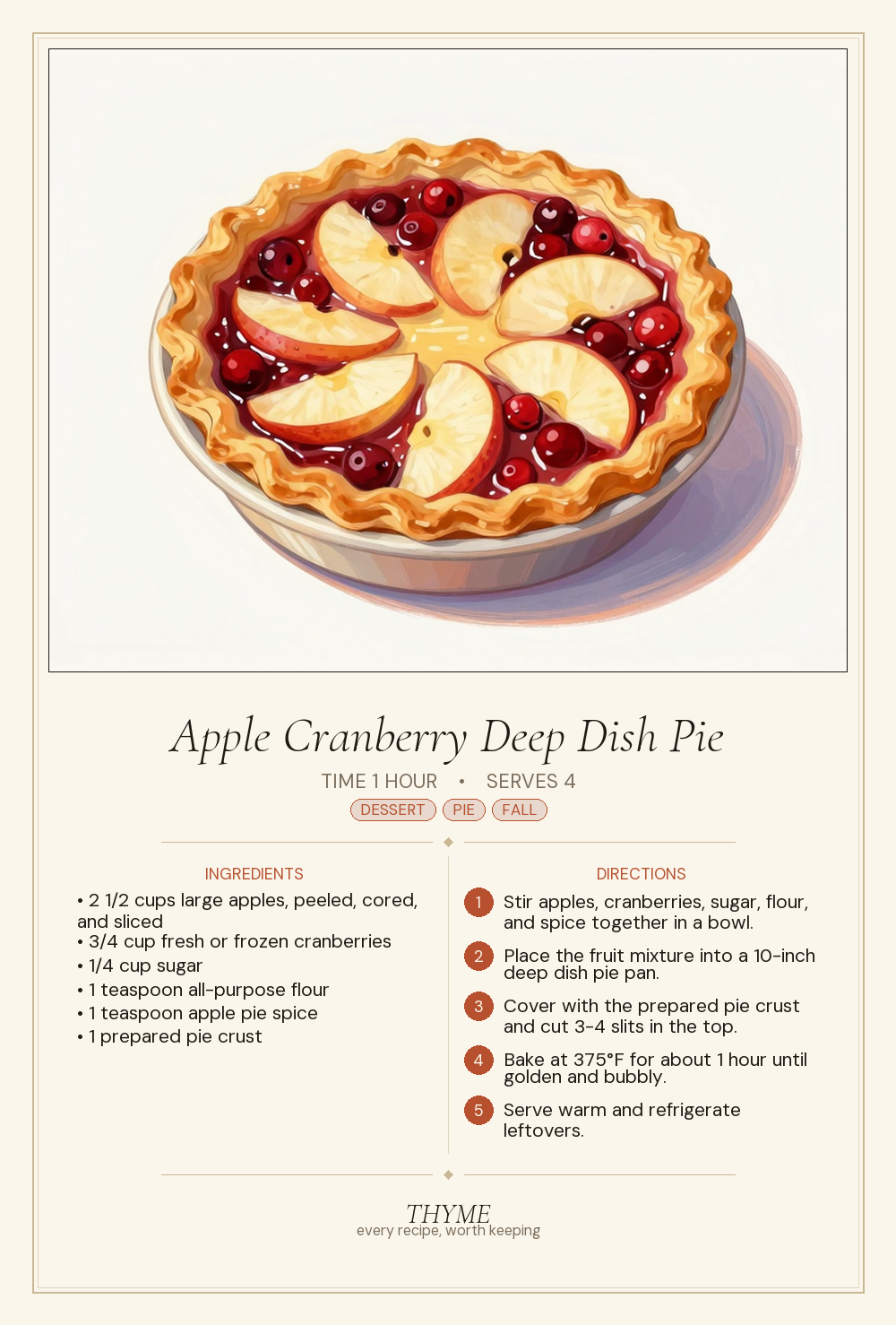 Apple Cranberry Deep Dish Pie