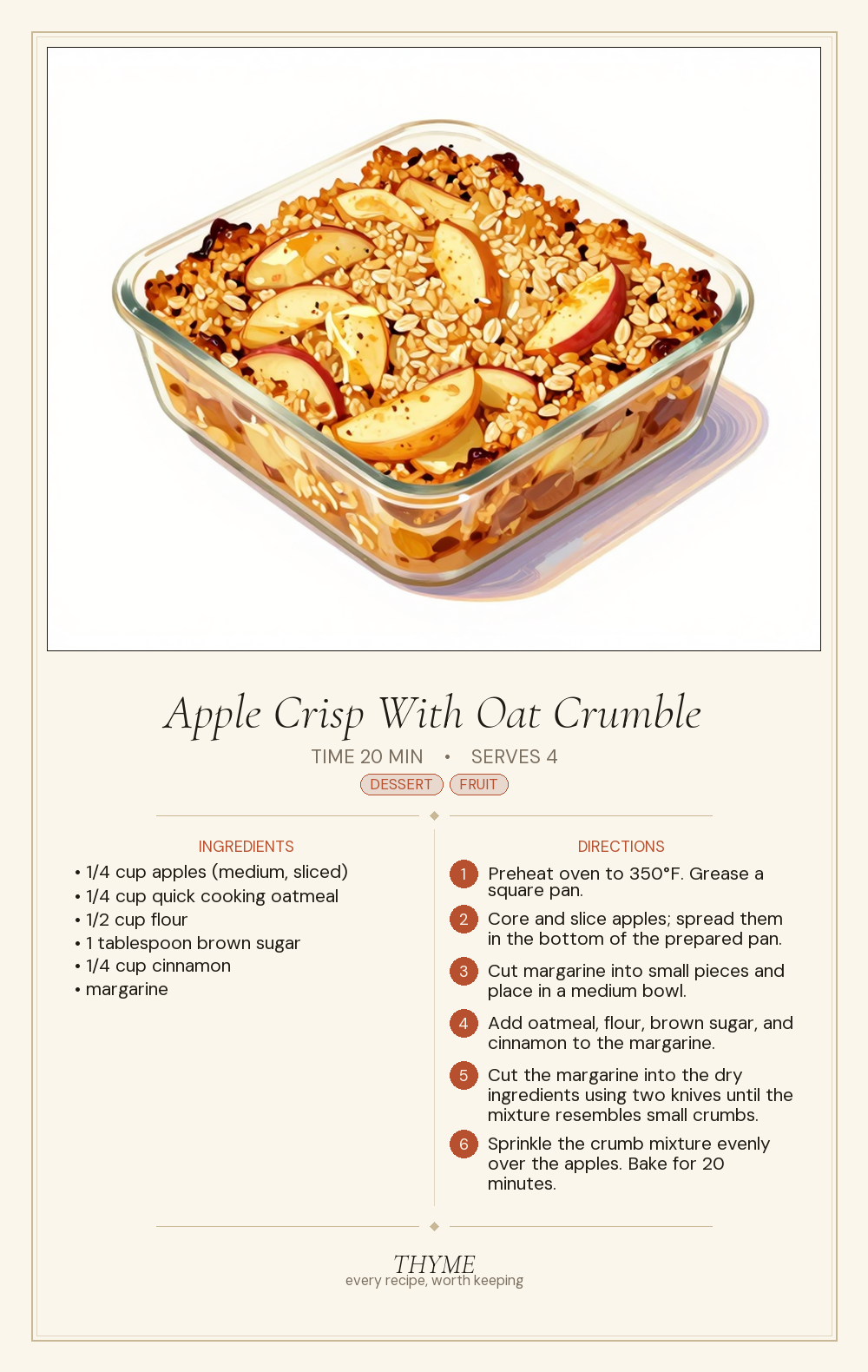 Apple Crisp With Oat Crumble