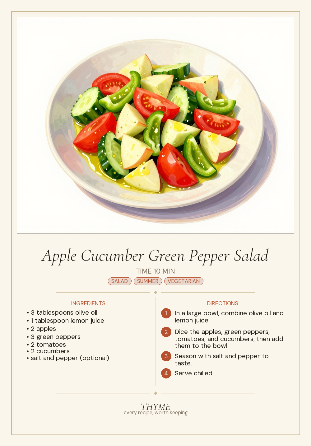 Apple Cucumber Green Pepper Salad