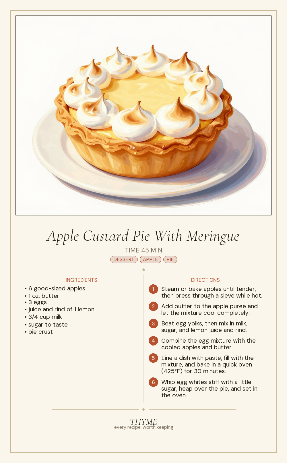 Apple Custard Pie With Meringue