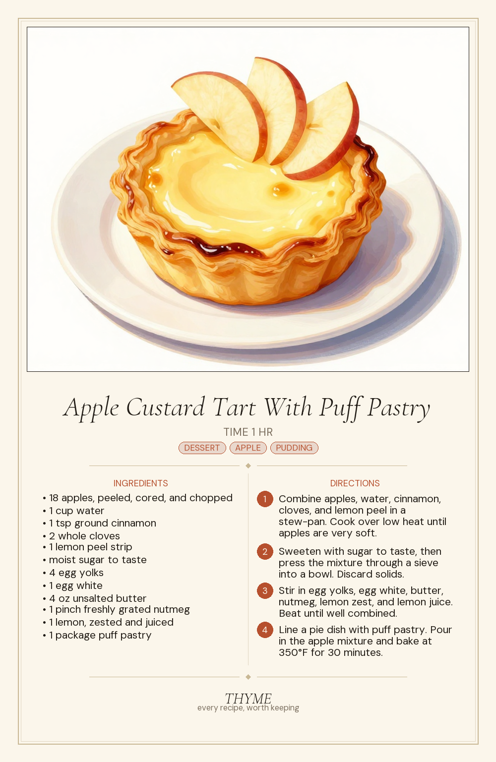Apple Custard Tart With Puff Pastry