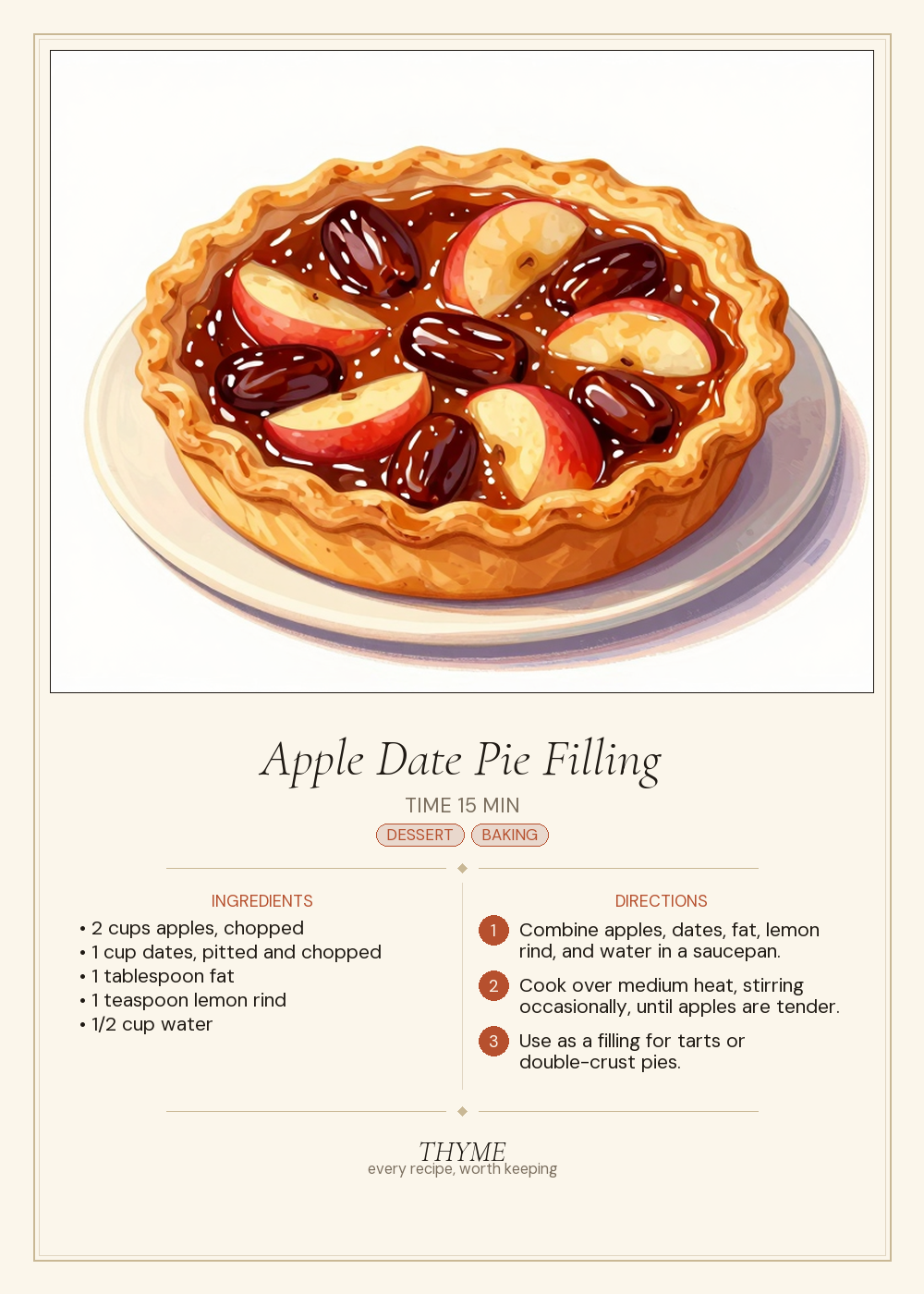Apple Date Pie Filling