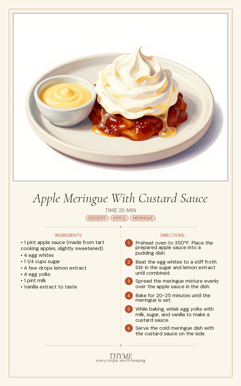 Apple Meringue With Custard Sauce