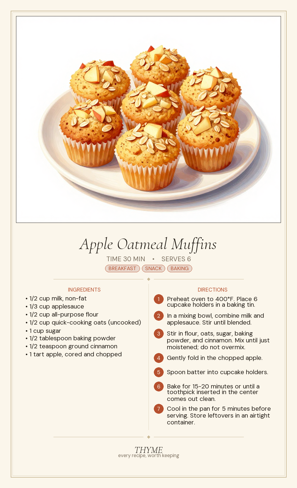Apple Oatmeal Muffins