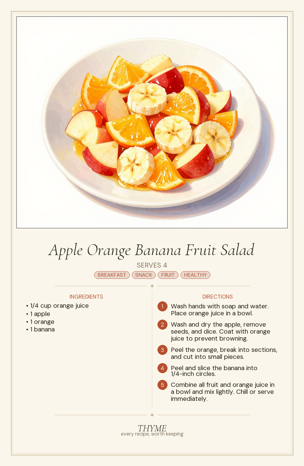 Apple Orange Banana Fruit Salad