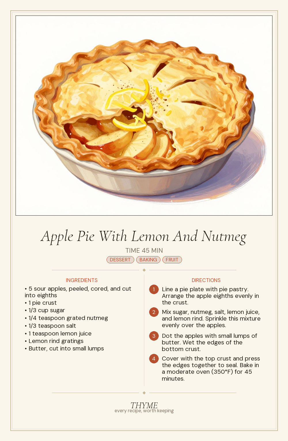 Apple Pie With Lemon And Nutmeg