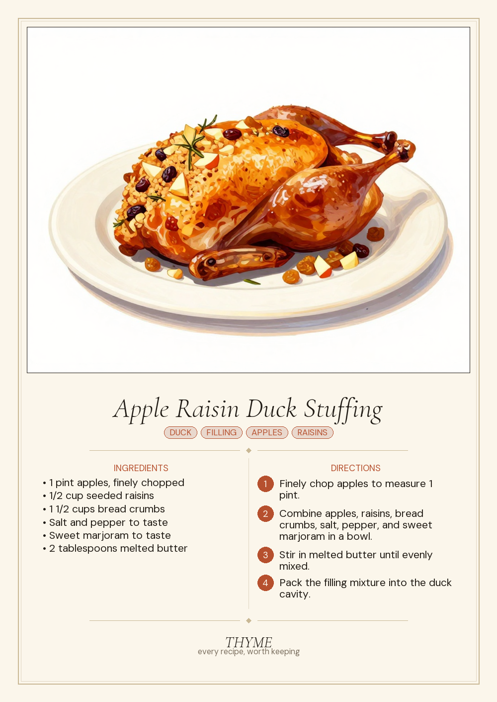 Apple Raisin Duck Stuffing