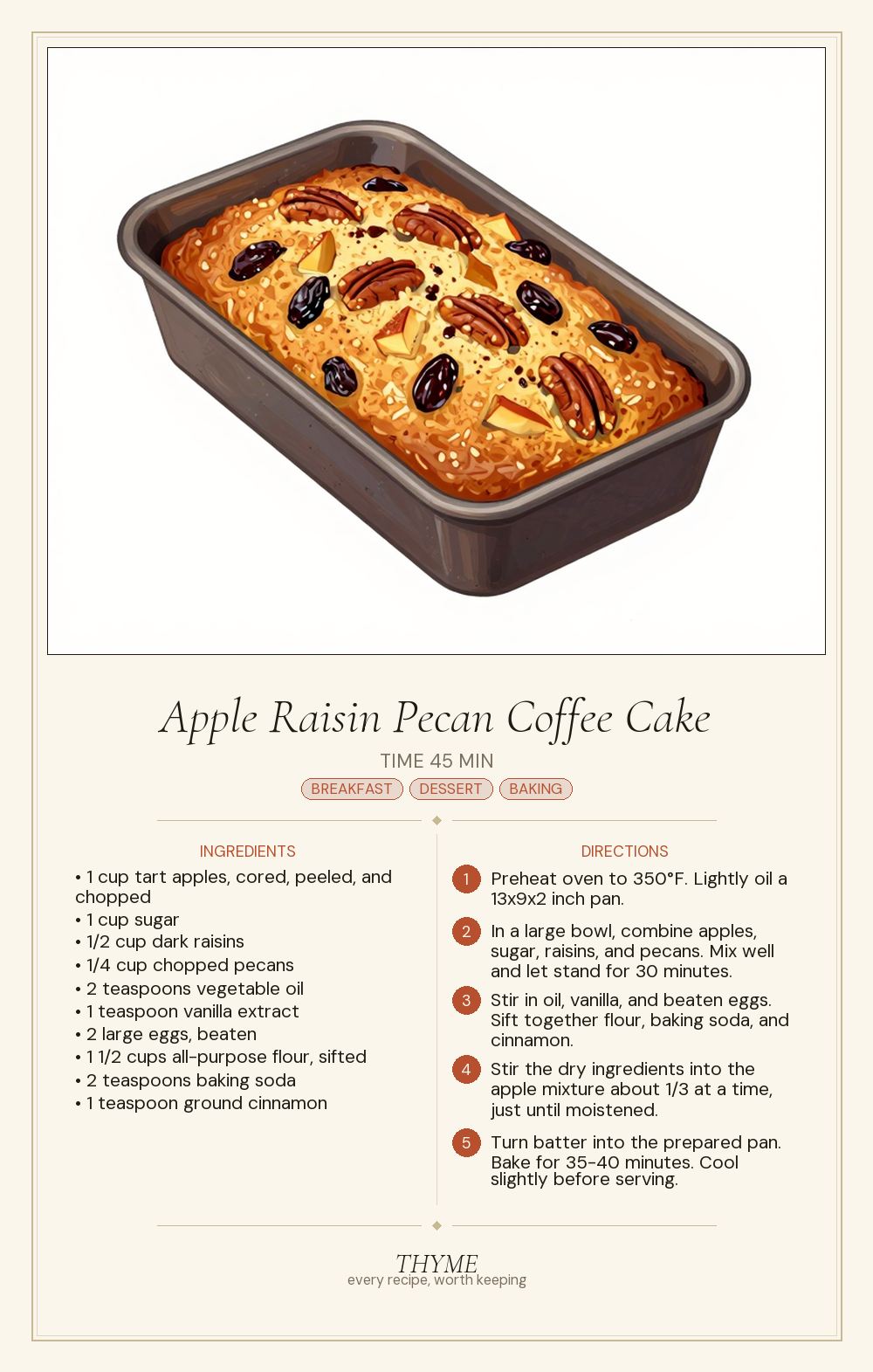 Apple Raisin Pecan Coffee Cake