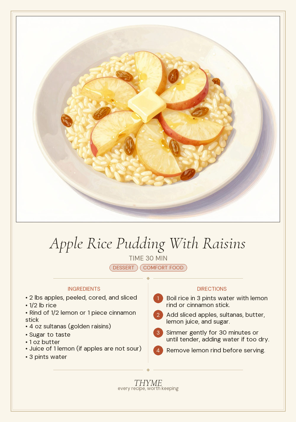 Apple Rice Pudding With Raisins