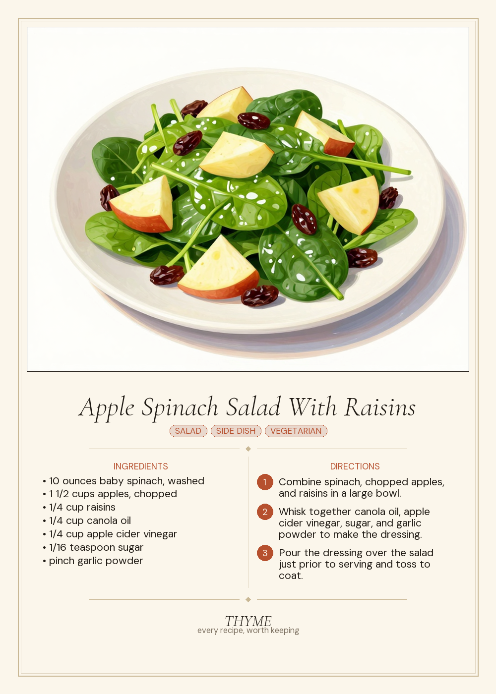 Apple Spinach Salad With Raisins
